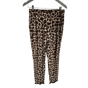 Zara womens animal print Pull on pants drawstring Silky‎ dressy size Small